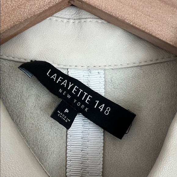 Lafayette 148 New York Lambskin Leather Button Front Collar Top Small Petite - Picture 3 of 10